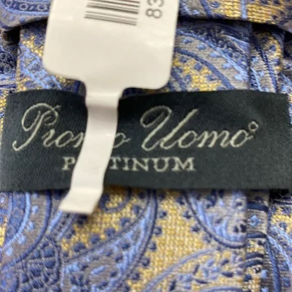 ProntoUomo platinum Mens wearhouse baby blue butter yellow paisley regular - Picture 4 of 7